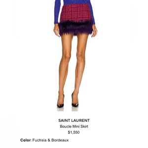 SAINT LAURENT
Faux Fur-trimmed Checked
Wool-blend Bouclé Mini Skirt